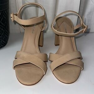 Antonio Melani Geena Nubuck Leather Ankle Strap Heels